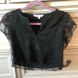 Bcbgeneration black lace cropped blouse